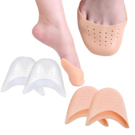 Flomiara Zehenschutzkappen aus weichem Silikongel, Mittelfußpolster mit Vorfußkissen, Ballett, Spitzentanz, High Heels, Schuhpolster, 4 Stück (Hautfarbe Weiß), 2 Paar