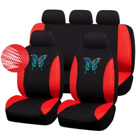 Outlet 3D Air Mesh Car Seat Covers Full Set,Iridescent Reflective Butterfly Red Seat Covers for Women Girl,Bench Zipper & Airbag Compatible,Universal Fit for Sedan Truck SUV Van(Black and Red)