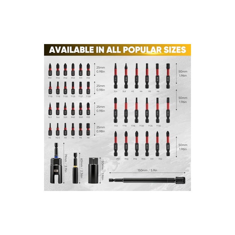 Saker 80-Piece Magnetic Impact Nut Driver Set, SAE & Metric