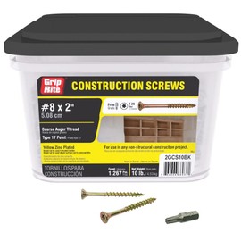 PRIMESOURCE 2GCS10BK 10LB 8X2 CONST Screw, 8 by 2", Gold