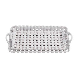 Mud Pie Nested Basket Weave Trays, 15" x 7", WHITE