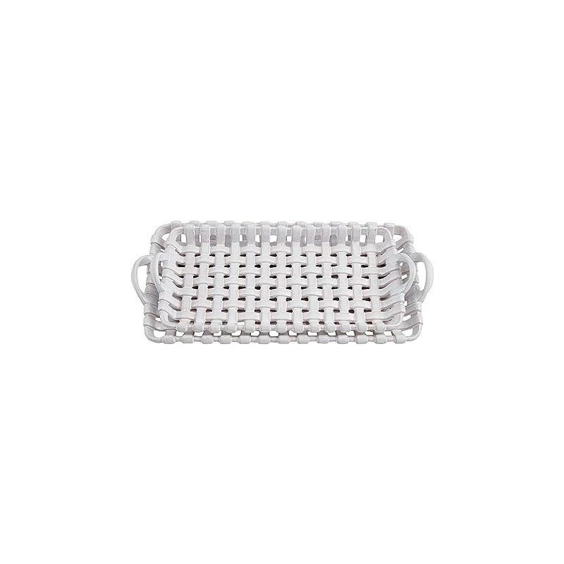 Mud Pie Nested Basket Weave Trays, 15" x 7", WHITE