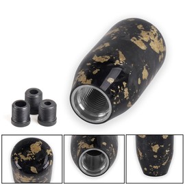 muge racing Gear Shift Knob,Universal Carbon Fiber Forged Pattern Car Manual Gear Shift Knob with 3 Adapters,Gold