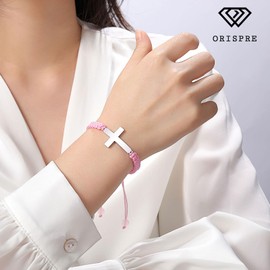 ORISPRE Baptism Gifts for Girl Cross Bracelet, Confirmation Communion Catholic Christening Christian Easter Gifts for Girls Goddaughter Godchild Teen Girl Gifts Trendy Stuff