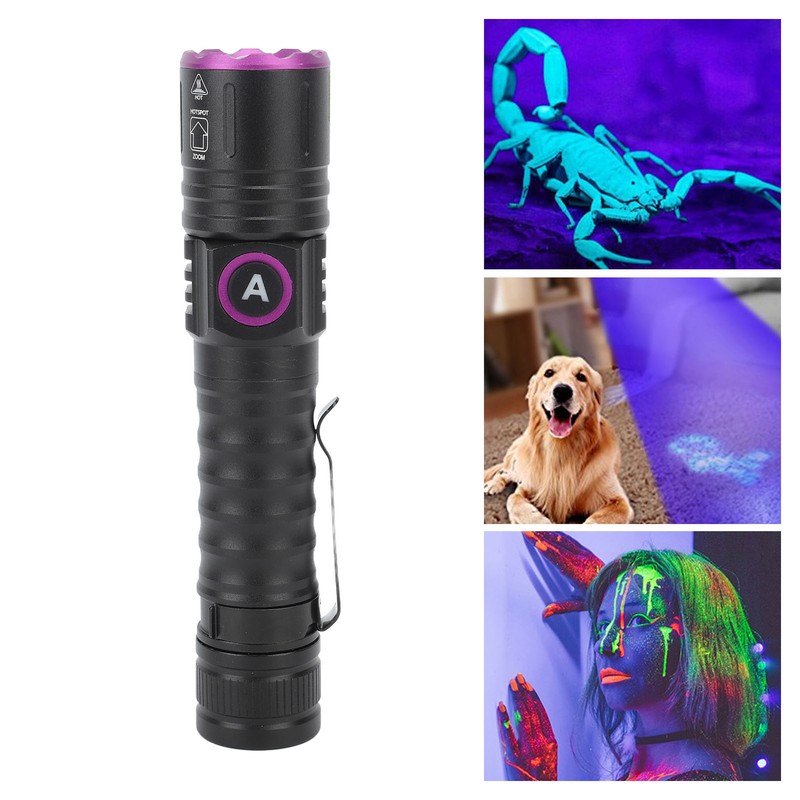 UV 395nm Flashlight USB Rechargeable Portable Handheld UV Flashlight Detection