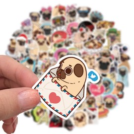 Pug Stickers for Laptop (100 Pieces), Gift for Children, Teens, Adults, Boys, Waterproof Pug Stickers for Water Bottles, Dog Animal Vinyl Stickers for Scrapbooking, Skateboard, Car