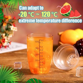 Geroosaty 4 Pcs Plastic Cocktail Shaker Hand Drink Mixer Shaker with Scales and Strainer Top Clear Shaker Cup with Measurements