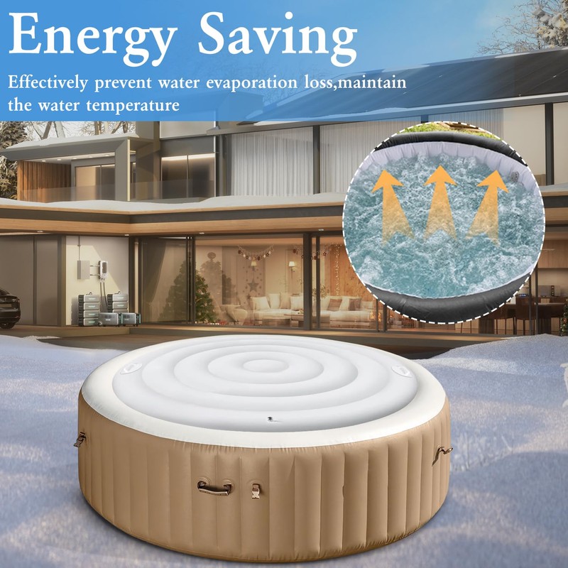 Inflatable Hot Tub Cover Energy Saving Lid for Outdoor Hot