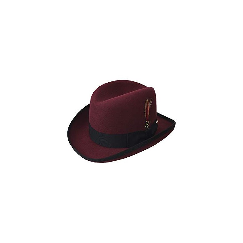 Deluxe Homburg Fedora in Bordeaux with Black Band (Small =