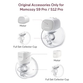 Momcozy Full Set Collector Cup for Momcozy S9 Pro/S12 Pro, NOT for S9/S12. Original S9 Pro/S12 Pro Breast Pump Replacement Accessories (180ml, with Double-Sealed Flange 24mm)