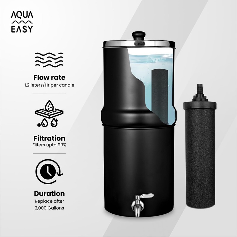 AquaEasy BB9 Activated Carbon Water Filter Candle(2 Piece) Replacement Gravity