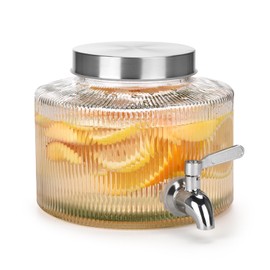 Drink Dispenser for Fridge, Glass Drink Dispenser with 100% Leakproof Stainless Steel Spigot, Ideal for Water, Lemonade, Juice, Sangria, Iced Tea, 0.74 Gallon