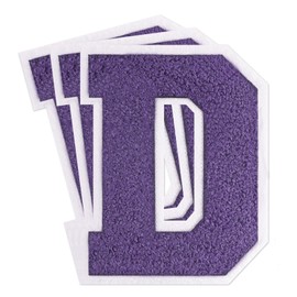 VGROSIA 3PCS 4-1/2" Varsity Letter Patches Chenille Purple Iron On Letters Large Letterman Jacket Patches Iron On Patch for Jacket/Hoodie/Varsity D