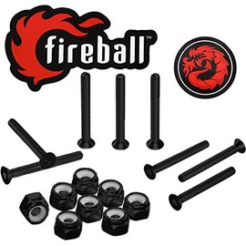 Fireball Dragon Black Stainless Steel Skateboard Hardware Set (Flat Allen, 1.0")