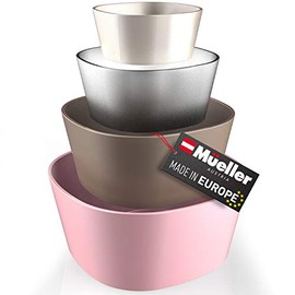 Mueller Mixing Bowls, 4-Piece Nesting Bowls Set, Food Prep Bowls, European Made, Microwave and Dishwasher Safe Mixing Bowl Set