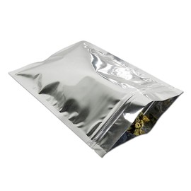 50Pcs 16 x 23 cm (6.3 x 9.1 inch) Silver Foil Bags for Zip Bag Reusable Lock Seal Aluminium Foil Mylar Pouches Resealable Metallic Zipper Lock Heat Seal Packaging Baggie Mylar Bag
