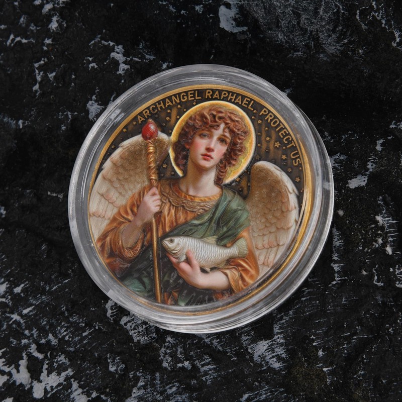 Archangel Raphael Prayer Coin - Patron Saint of Healing &