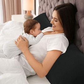 PiccoCasa Body Pillow Pillowcase with Zipper Closure, 1800 Series Brushed Microfiber Body Pillow Cover, Soft Long Pillow Cases for Body Pillows Black 50 x 120cm/ 4ft.