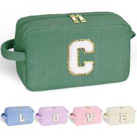 YOOLIFE Bridesmaid Proposal Gifts - Letter Green Travel Makeup Bag Cosmetic Bag Make Up Bag Preppy Stuff Teen Girl Gifts Trendy Stuff Toiletry Bag Wedding Gifts Friend Birthday Gifts for Women Her C