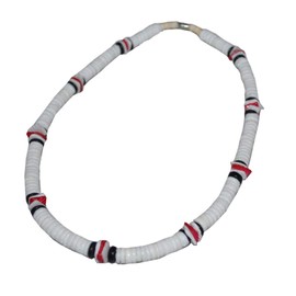 Tiger Smile Real Chips Puka Shell Choker Necklace 18" White Black Red