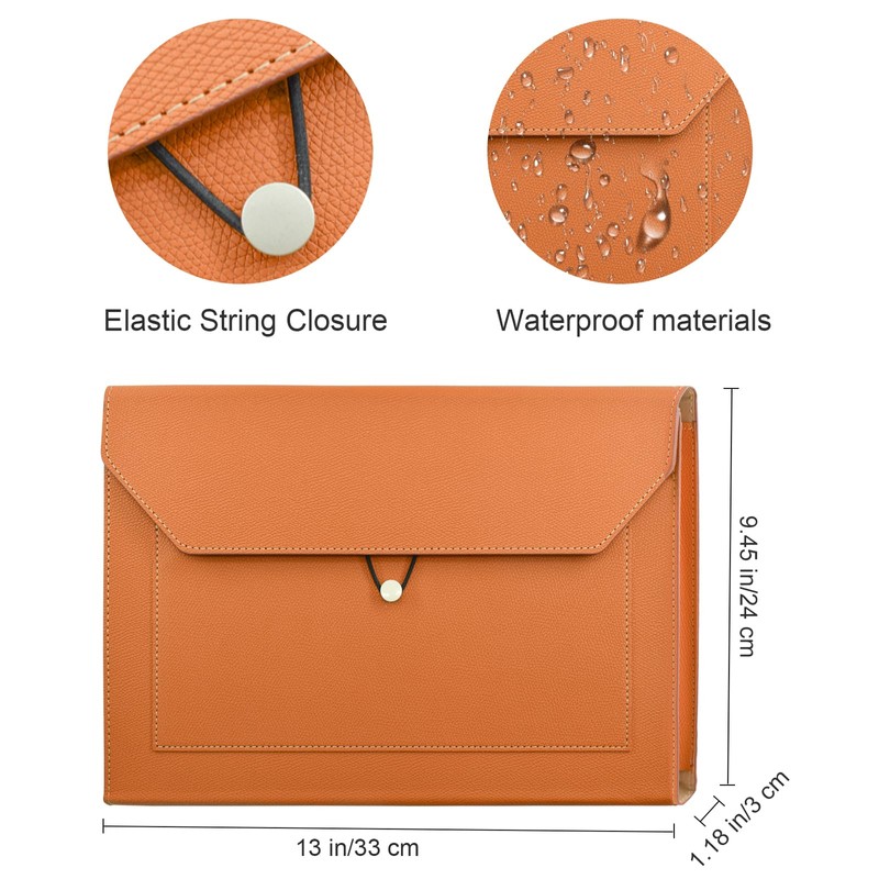VANRA Expandable Document Folders, PU Leather Document Holder Portfolio File