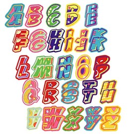 XUNHUI 52Pieces English Alphabet Multicolor 26 Letter Embroidery Patch DIY Decorative Clothing Applique Embroidery Letter Applique