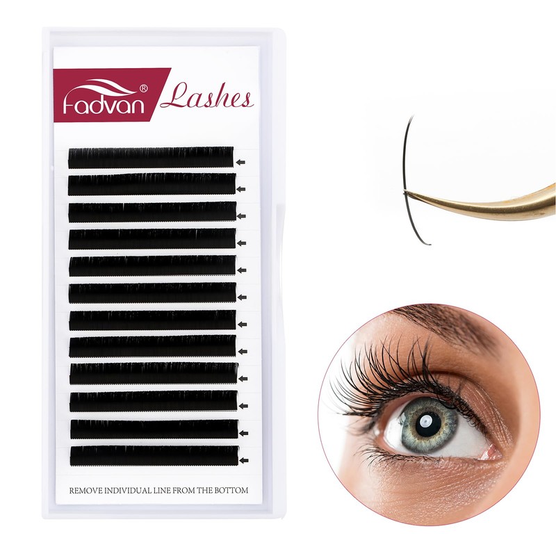 FADVAN Flat Lashes, 0.20D Curl Eyelash Extension, 1:1, Ellipse Flat