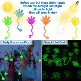 Armaytoy 20Pack Glow in Dark Glitter Sticky Hands Party Favors for Kids Goodie Bag Stuffers Pinata Fillers Classroom Carnival Prizes Birthday Supplies Stretchy Treat Trinkets Treasure Box Bulk Toys