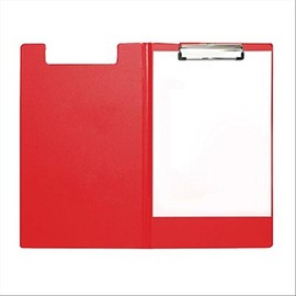 5 Star Fold-over Clipboard with Front Pocket Foolscap Red