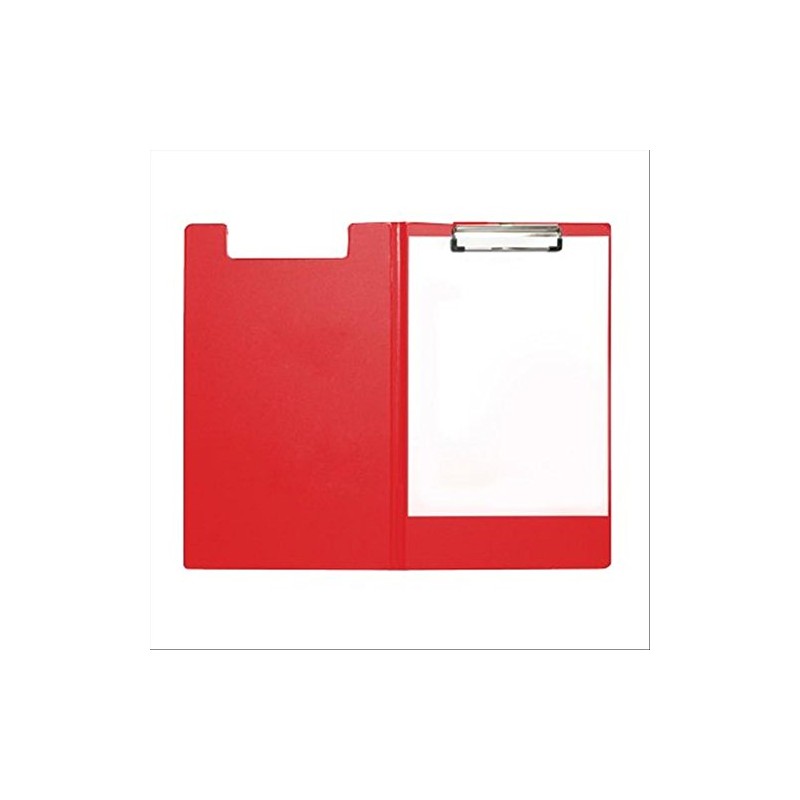 5 Star Fold-over Clipboard with Front Pocket Foolscap Red