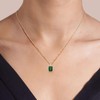 18k Tiny Square Emerald Necklace Green Necklace Gold Pendant Necklace