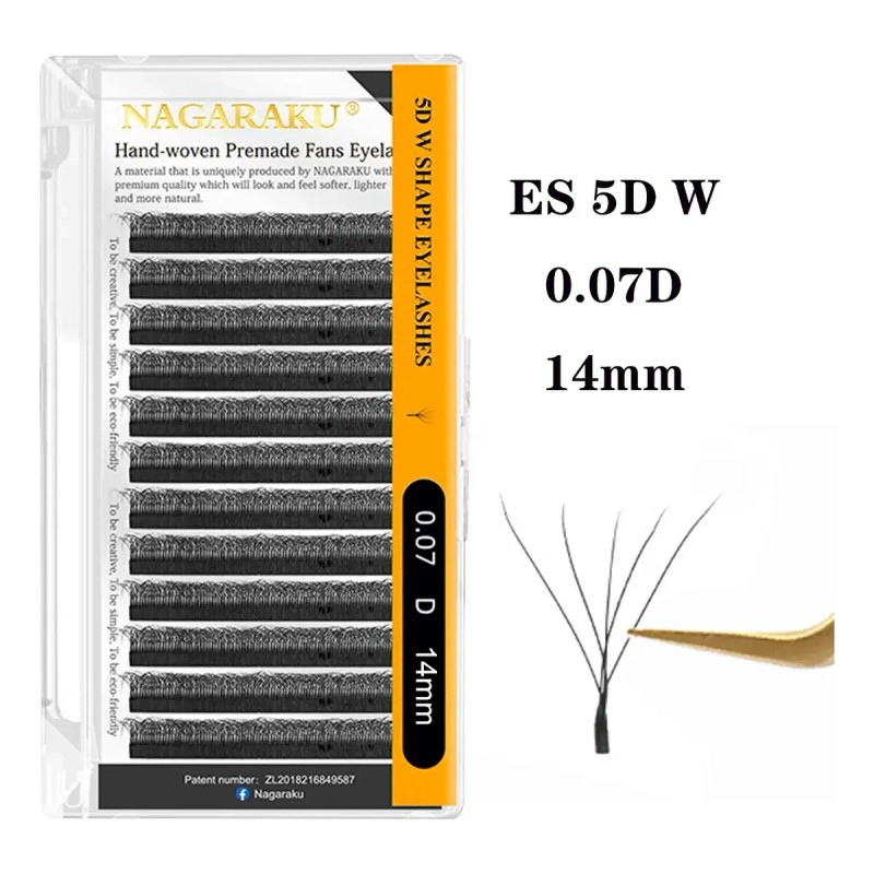 Nagaraku Extensiones De Pestañas 5d W Shape 8-15mm Mix