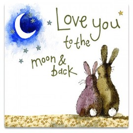 Alex Clark Love You To The Moon & Back Fridge Magnet - Bunny - Wildlife - Loving - Original Artwork - Fridge Magnet for Animal Lovers - Magnetic Art Tile - Gift Ideas - Designed in The UK