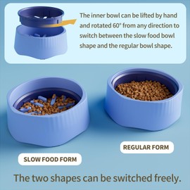 Zephyra 2-in-1 Anti-Schling-Hundenapf für Kleine Hunde und Katzen,Slow Feeder Napf mit Drehbarem Design,Futterstation für Langsames und Normales Fressen,rutschfest,Fördert Gesunde Verdauung（Blau）