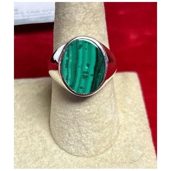 Natural Creations Men’s Sterling Silver Ring Size 11 Rainbow Malachite