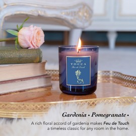 TOCCA Feu de Touch 10oz Candle - Gardenia & Pomegranate Scented, Hand Poured Soy-Wax Blend with 100% Cotton Wick, 60 Hour Burn Time