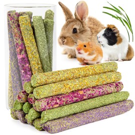 Sofier Timothy Hay Treats Rabbit Toys Bunny Toys Guinea Pig Hamster Natural Chews for Teeth Handmade Rabbit Chews and Treats Chinchilla Rat Gerbil