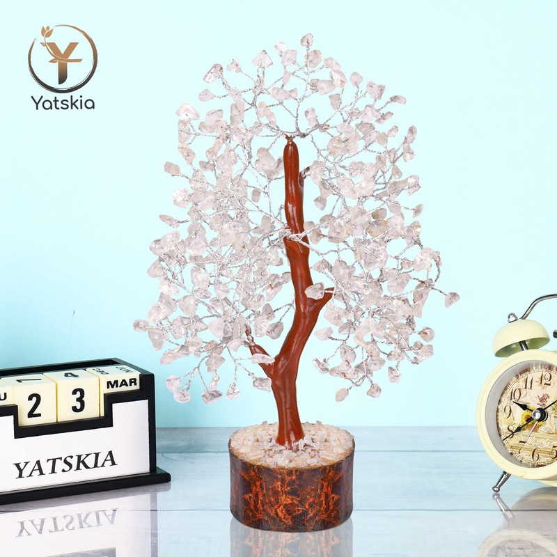 YATSKIA Clear Quartz Crystal - Tree of Life Chakra, Stone