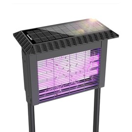 Solar Bug Zapper Outdoor, Smart Rain & Light Sensor Mosquito Killer, 4000mAh All-Night Fly Zapper with High-Voltage Grid, 2-in-1 Hanging & Ground Stake for Patio, Yard, Garden