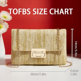 TOFBS Beach Bag Women's Crochet Bag Straw Clutch Summer Woven Handwoven Tote Bags Elegant Cross Body Shoulder Bag with Chain for Party Banquet Holiday, light yellow
