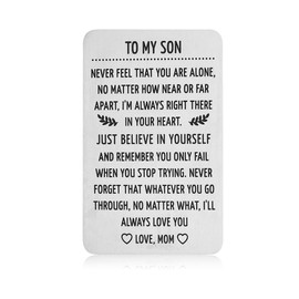 Wallet Insert Card for Son from Mom Inspirational Gifts Birthday 2020 Graduation for Men Him Adult Bridegroom Valentine Day Christmas Deployment Gifts for Boys Teens To My Son Stepson from Step mom