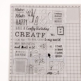 Arbuya Crafty Phrase Sentiment Craft Tools Máquinas de coser Sellos de goma transparentes para hacer tarjetas, decoración y manualidades, álbumes de recortes, sellos de goma para manualidades