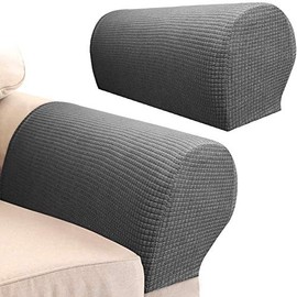 Sofa Armrest Protectors for Armchairs, Sofas, Non-Slip Armchair, 2PCS/Set Fleece Premium Armrest Covers Stretchy Chair Sofa Couch Arm Protector Stretch Fit (Grey)