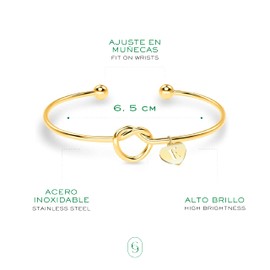 Clepsidra® Pulseras mujer dorada personalizada con inicial A-Z. Dijes para mujer de Acero Inoxidable. Joyeria y regalos para mujer de uso diario. Accesorios para mujer elegantes y resistentes. Gift