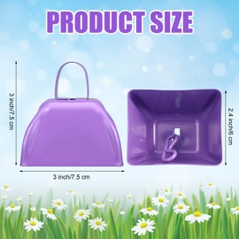 Therwen 12 Pack Metal Cow Bells Noise Makers with Handle 3 Inch Hand Percussion Cowbells Bulk Loud Call Bell for Sporting Events Cheering Football Games Team Spirit Weddings Party Noisemakers (Purple)
