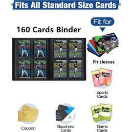 Card Binder, Small Card Album with PP Waterproof Pages, 4 Pockets Trading Card Binder, Holds 160 Standard Cards, for TCG, MTG Collections Sports Cards Binder (Blue)