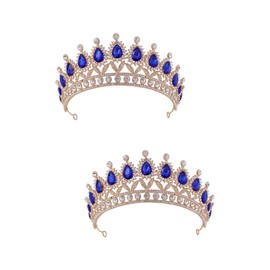 Baluue 2pcs Crown-shaped Bridal Headband Rhinestones for Weddings Birthday Parties Photography Elegant Hair Accessory for Women Girls Comfortable Design