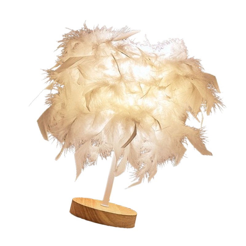 Feather Table Lamp Light Luxury Bedside Lamp Night Light for