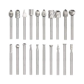 Bestgle 20pcs 3mm(1/8") Shank Mini HSS Rotary Cutting Burrs Rotary File Milling Cutter Set for DIY Woodworking, Carving, Engraving, Drilling
