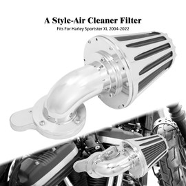 HCmotorku Motorcyle Air Cleaner Filter CNC 90° Forward-Facing Kit Fit for Harley Softail Touring Trike Sportster XL Dyna (Chrome Housing Grey Element, A For Sportster XL 04-22)